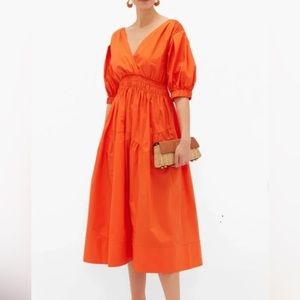 SELF-PORTRAIT - NWT - Orange Cotton Midi‎ Dress size 10